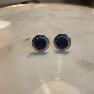 COPY - Vintage Destino sterling silver round blue lapis LAZULI cufflinks3/4”ind…